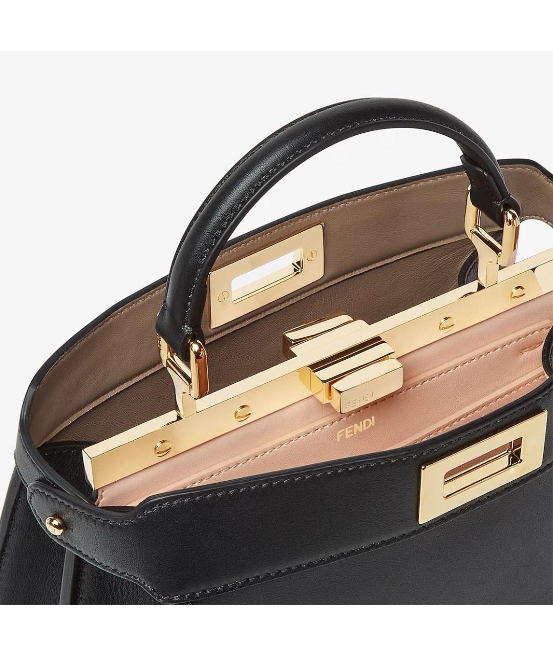 FENDI Черная кожаная сумка с короткими ручками, фото 5