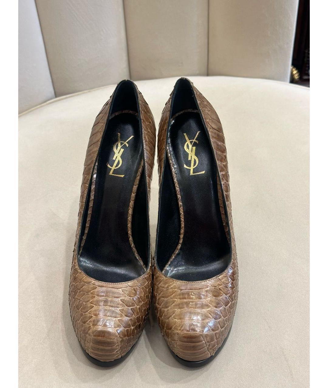 SAINT LAURENT Бежевые кожаные туфли, фото 3