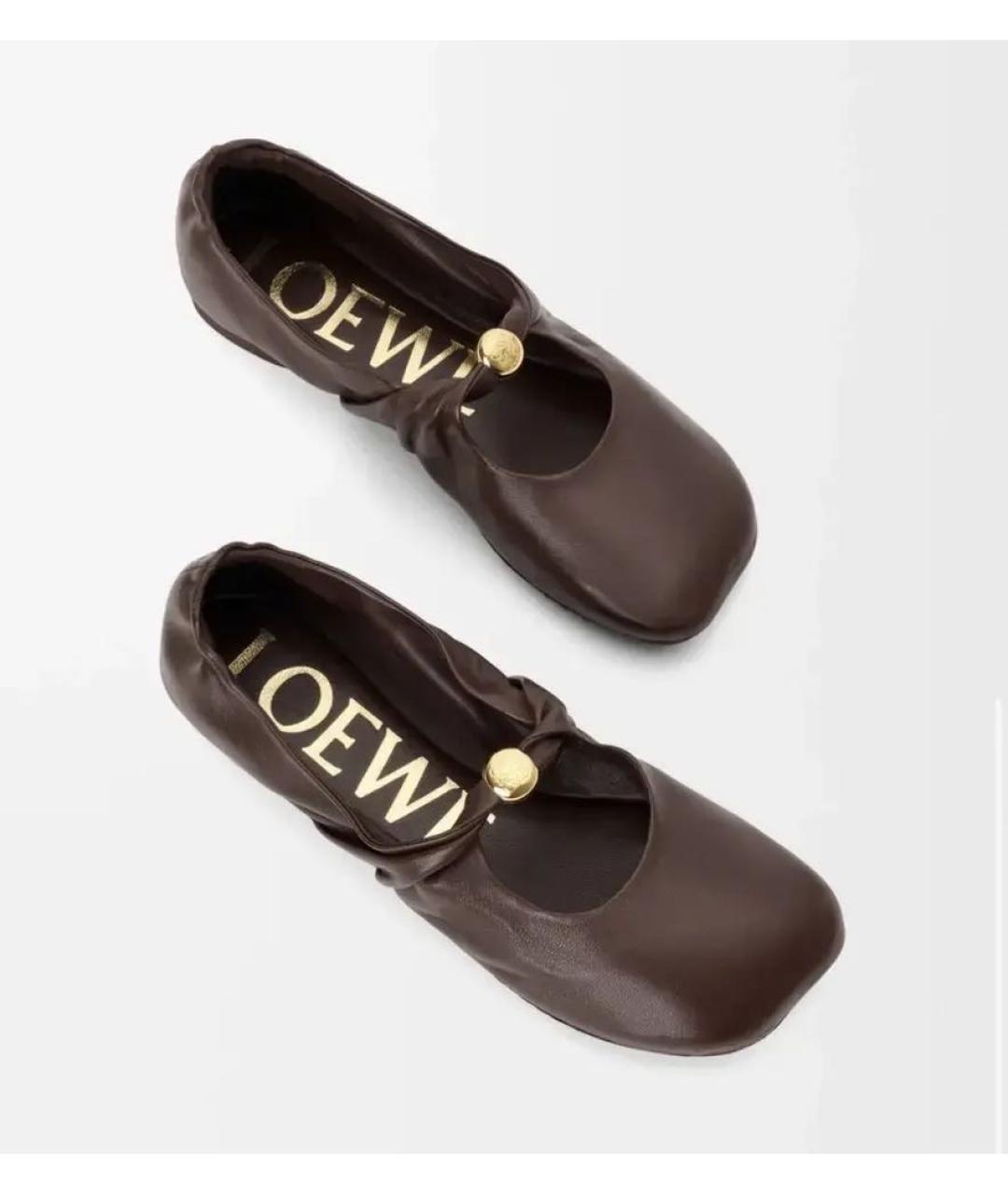 LOEWE Коричневые кожаные балетки, фото 2