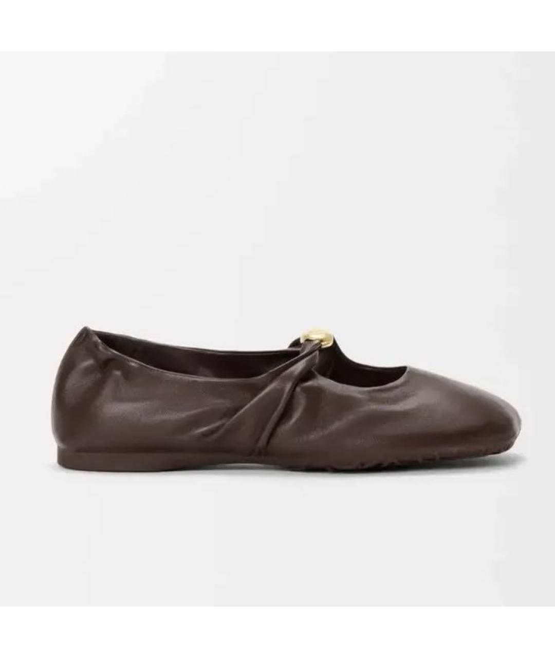 LOEWE Коричневые кожаные балетки, фото 1