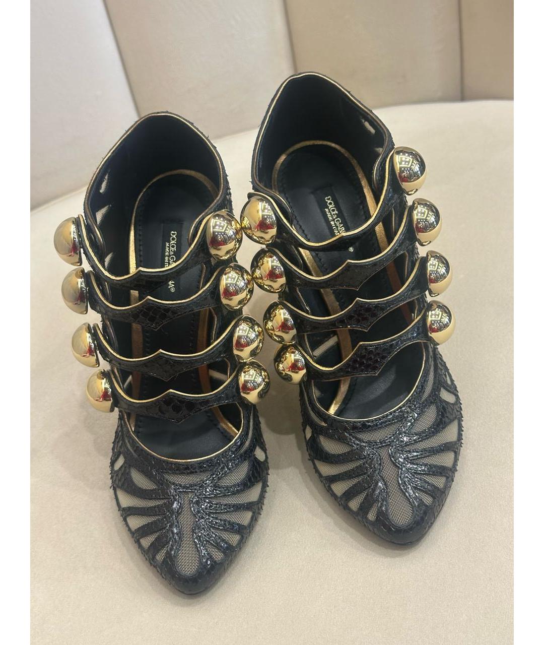 DOLCE&GABBANA Черные туфли из кожи питона, фото 3