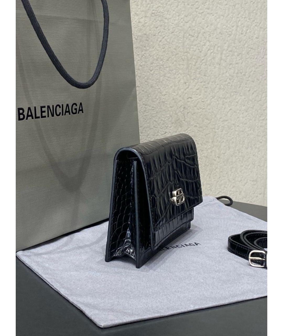 BALENCIAGA Черная кожаная сумка через плечо, фото 3