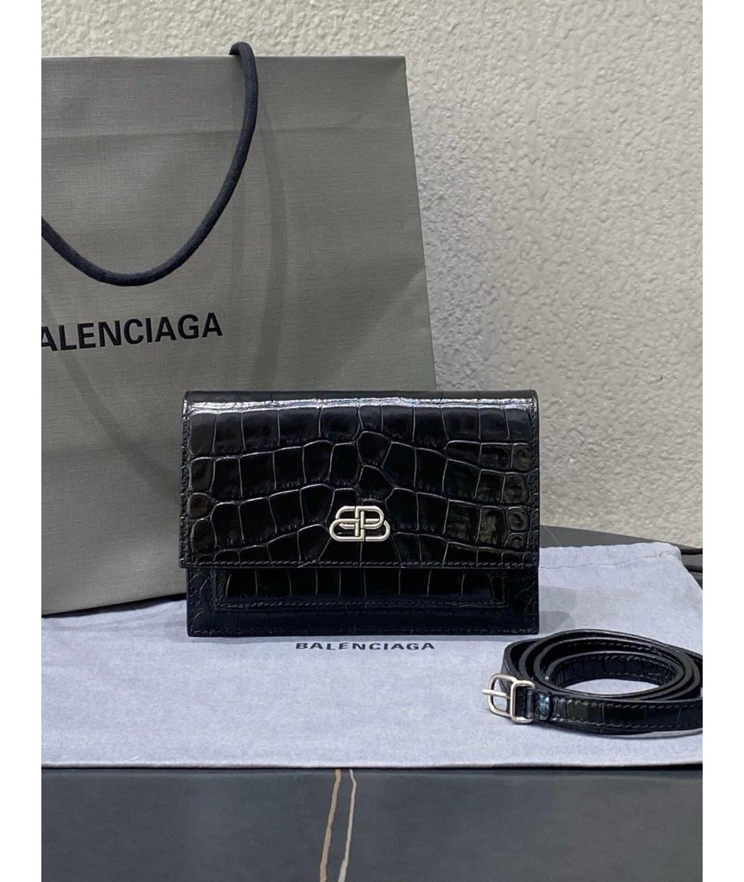 BALENCIAGA Черная кожаная сумка через плечо, фото 9