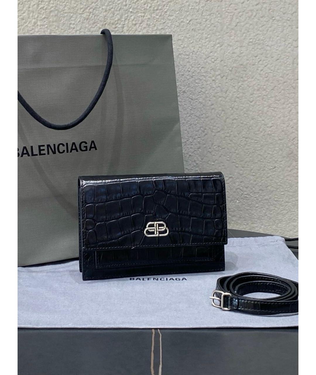BALENCIAGA Черная кожаная сумка через плечо, фото 2