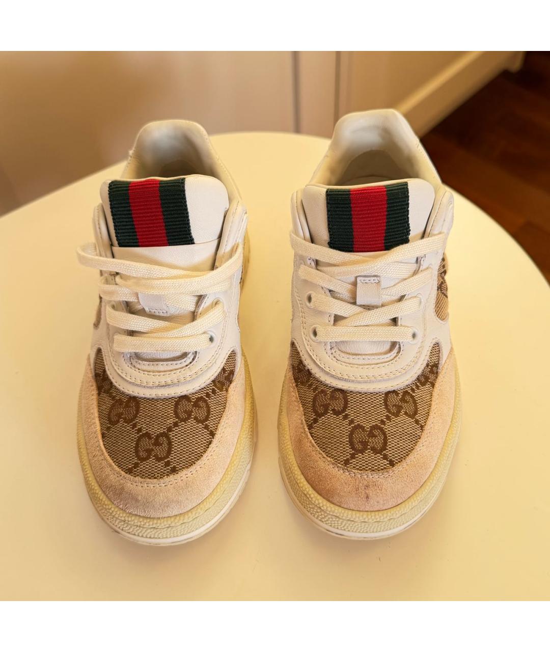 GUCCI Белые кожаные кеды, фото 2