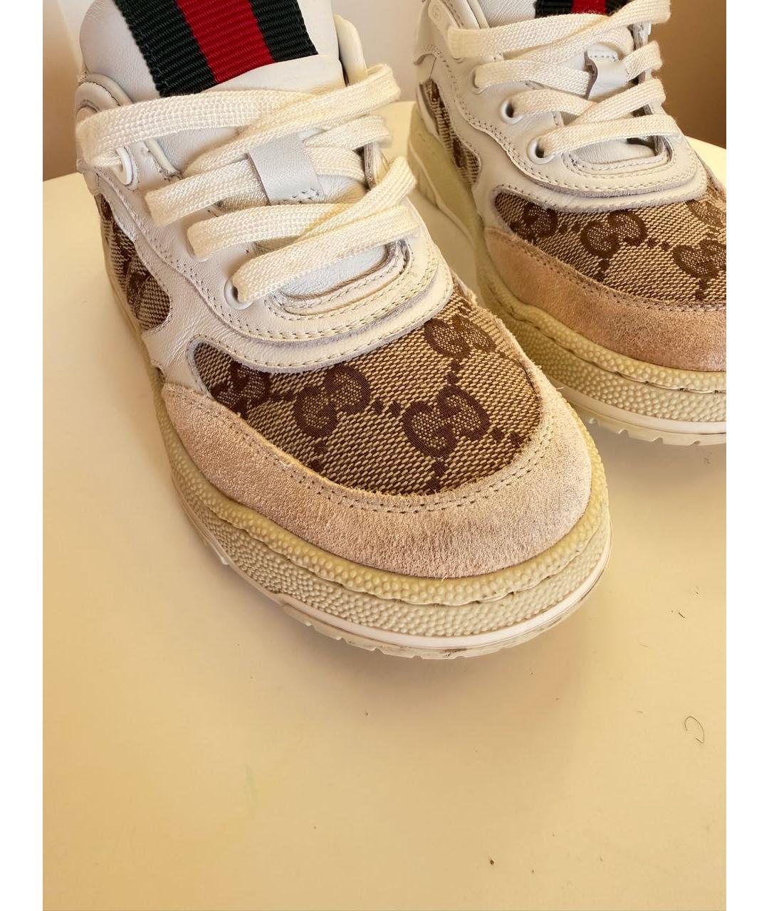 GUCCI Белые кожаные кеды, фото 7