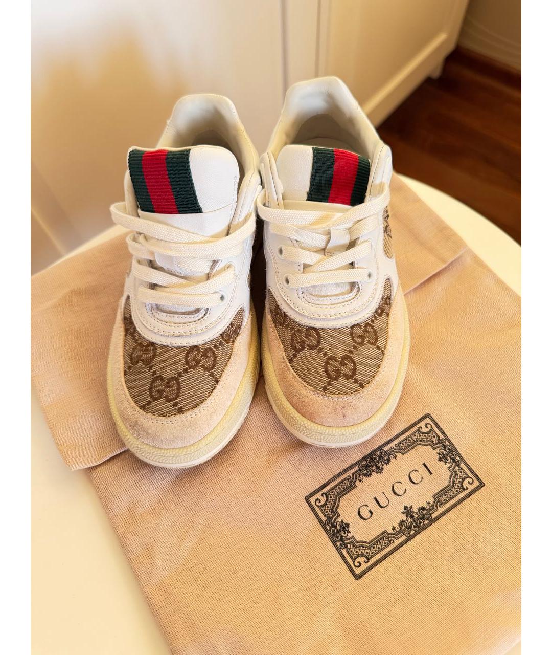 GUCCI Белые кожаные кеды, фото 6