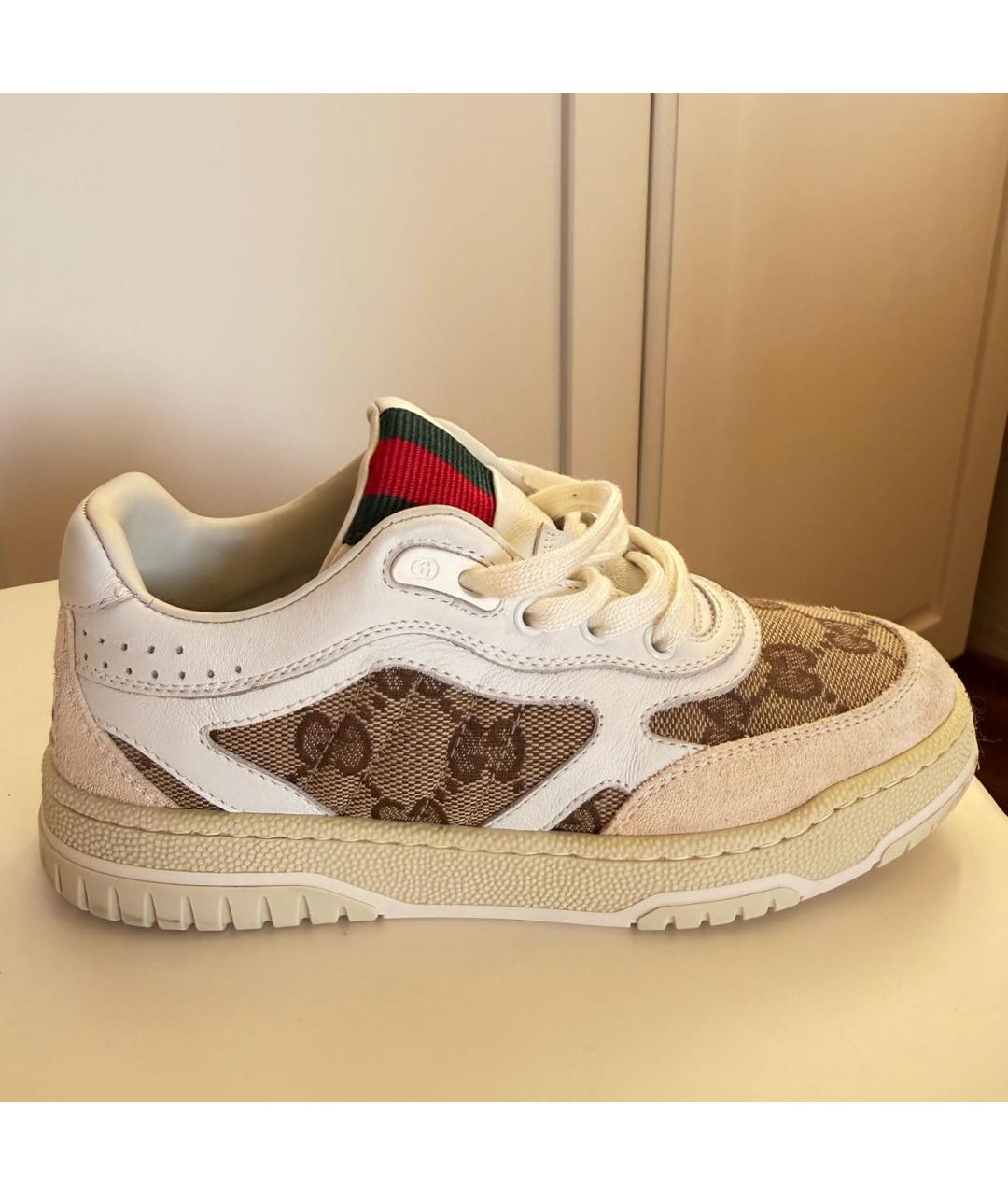 GUCCI Белые кожаные кеды, фото 8
