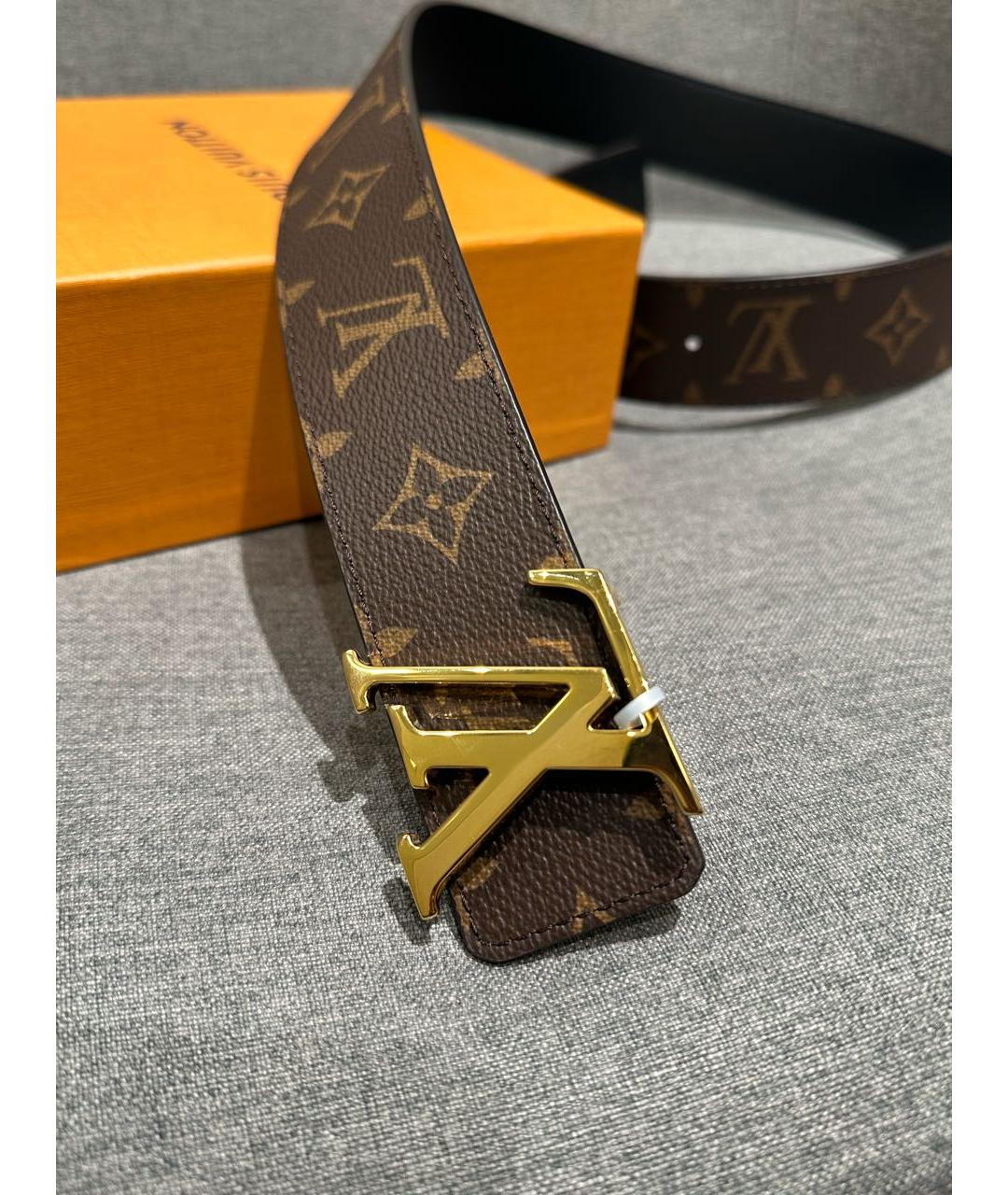 LOUIS VUITTON Коричневый кожаный ремень, фото 2