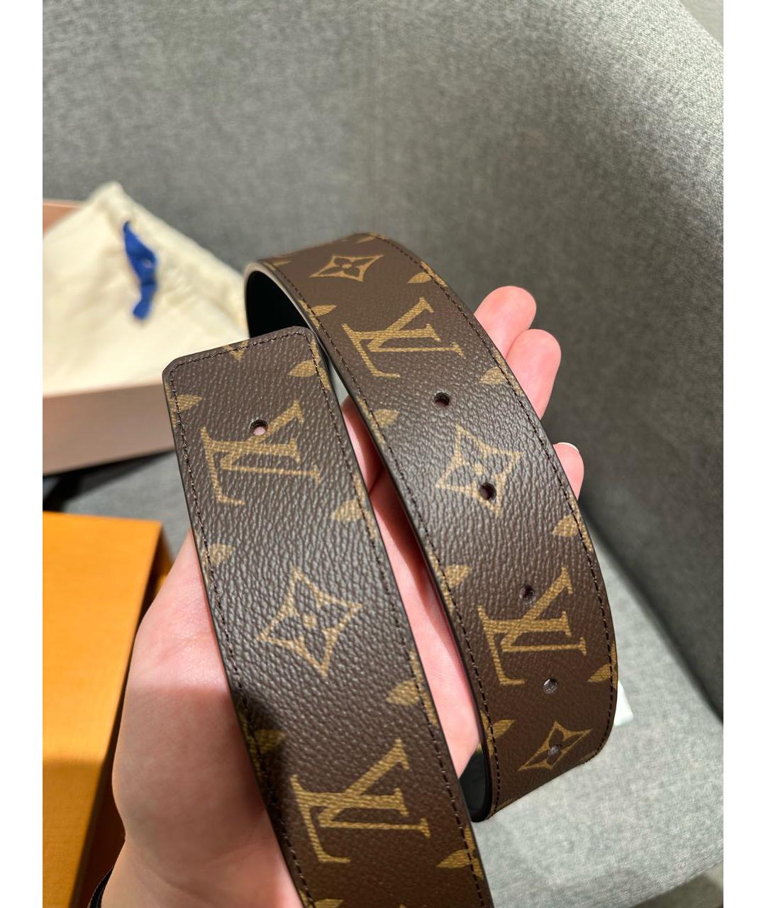 LOUIS VUITTON Коричневый кожаный ремень, фото 7