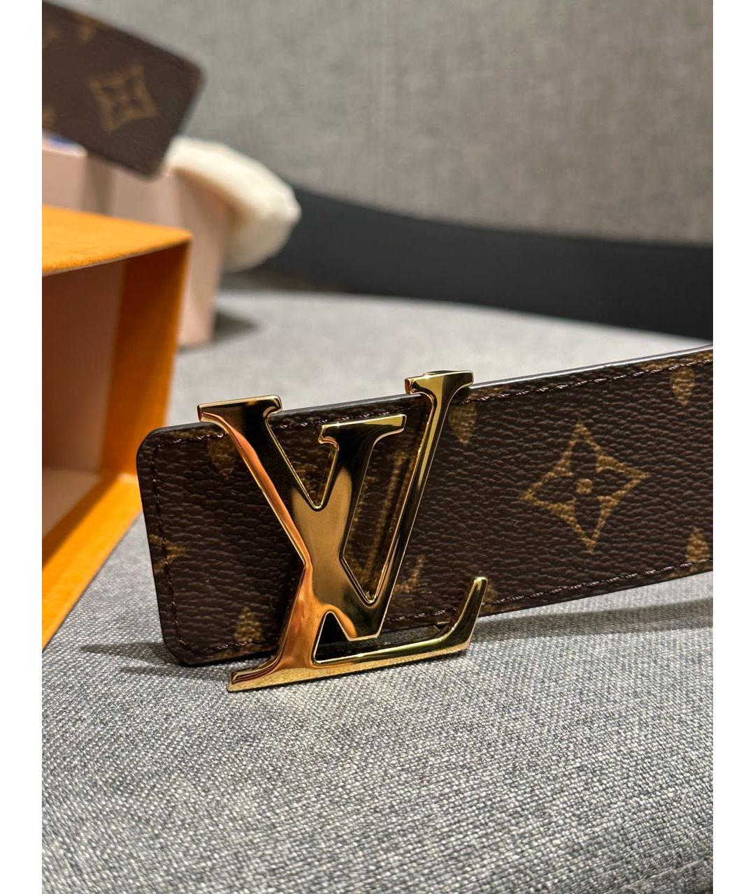 LOUIS VUITTON Коричневый кожаный ремень, фото 6