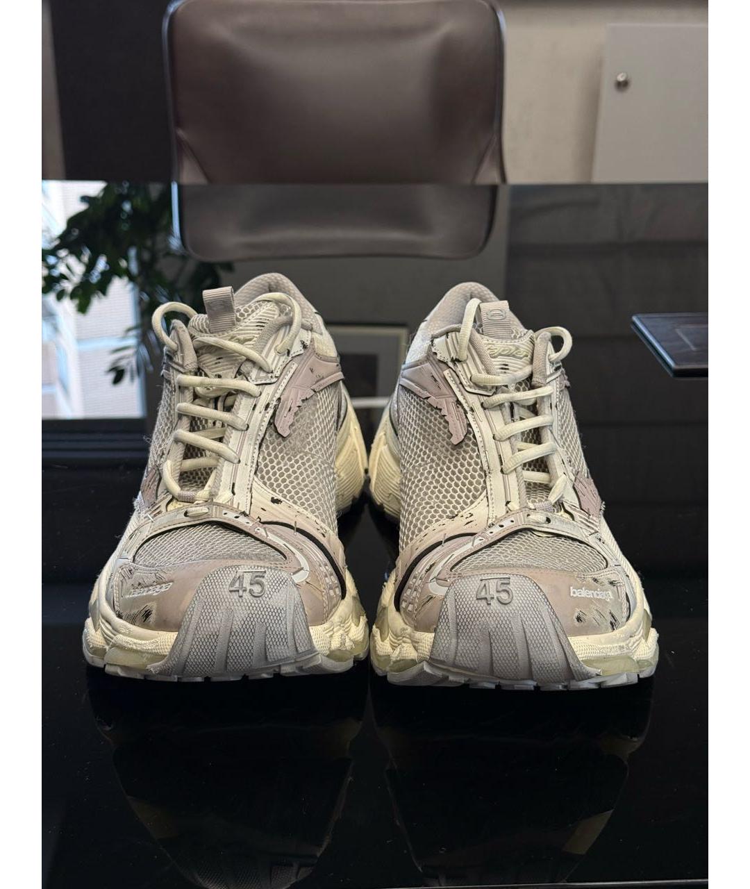 BALENCIAGA Бежевые текстильные низкие кроссовки / кеды, фото 2