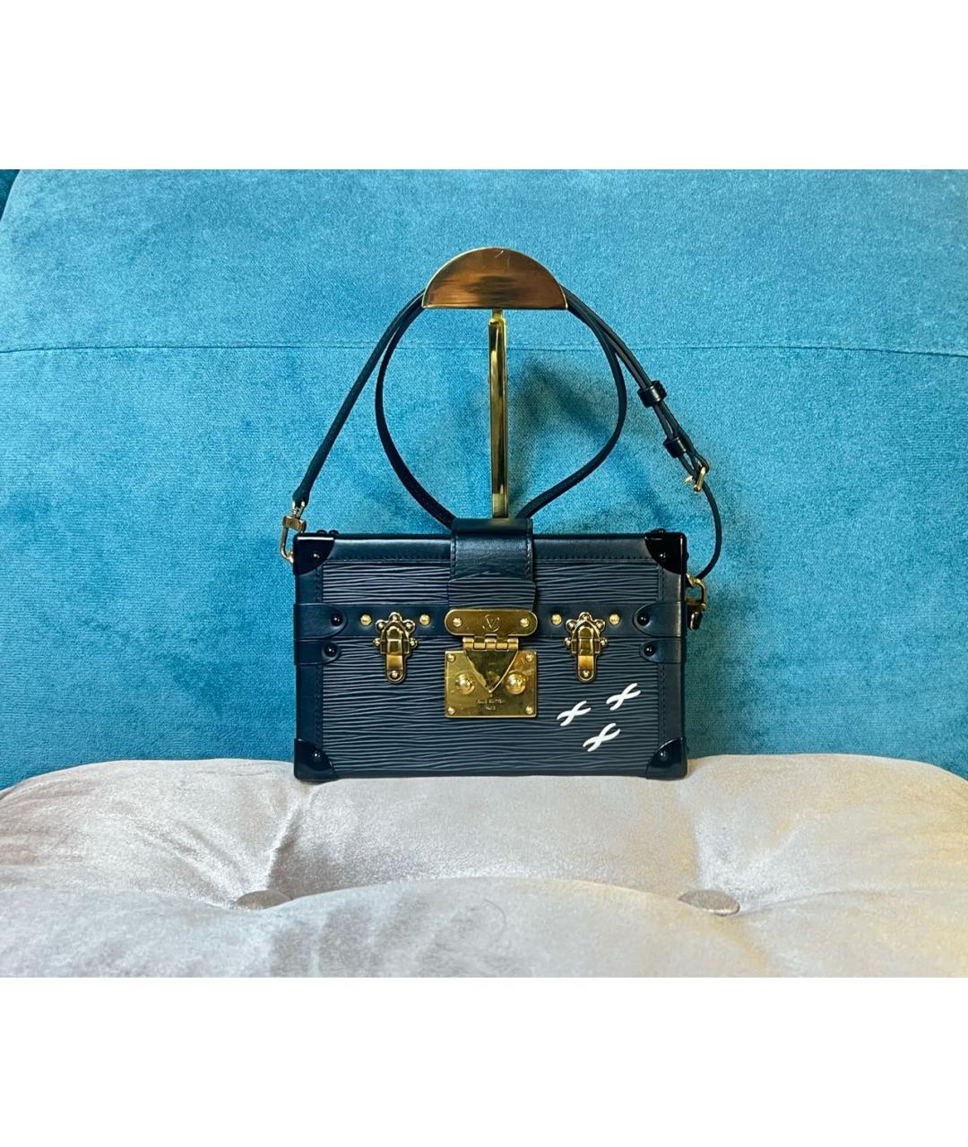 LOUIS VUITTON Черная кожаная сумка через плечо, фото 9
