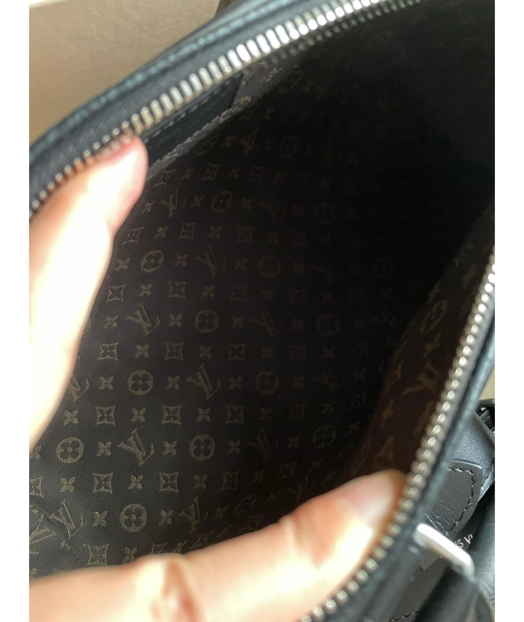 LOUIS VUITTON Черная кожаная сумка тоут, фото 6