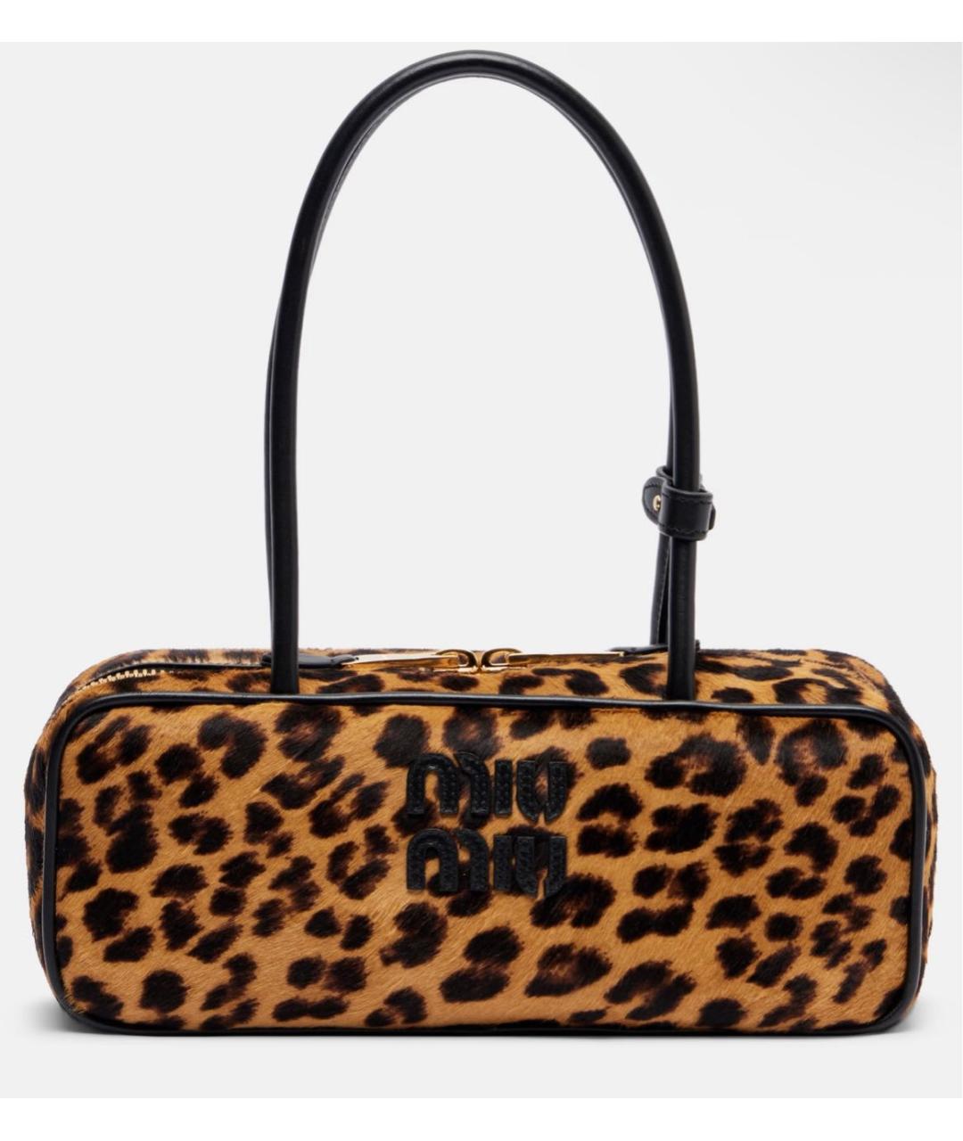 MIU MIU Коричневая кожаная сумка с короткими ручками, фото 6