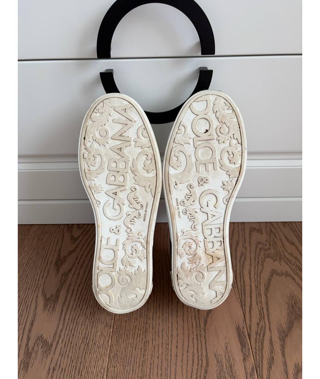 DOLCE&GABBANA Белые кожаные низкие кроссовки / кеды, фото 5