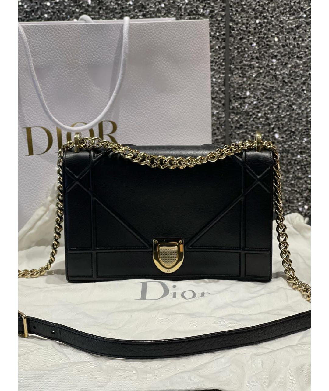CHRISTIAN DIOR Черная кожаная сумка через плечо, фото 2