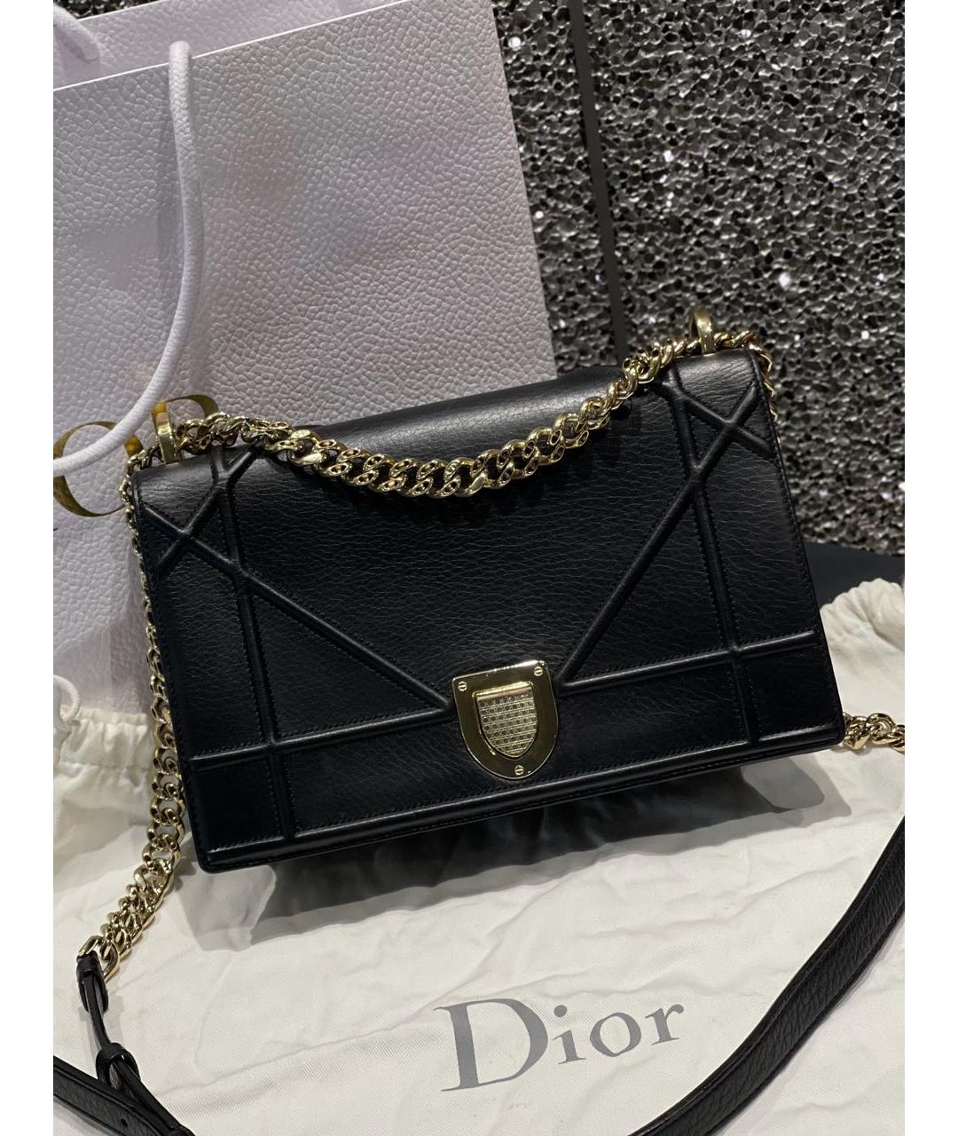 CHRISTIAN DIOR Черная кожаная сумка через плечо, фото 9