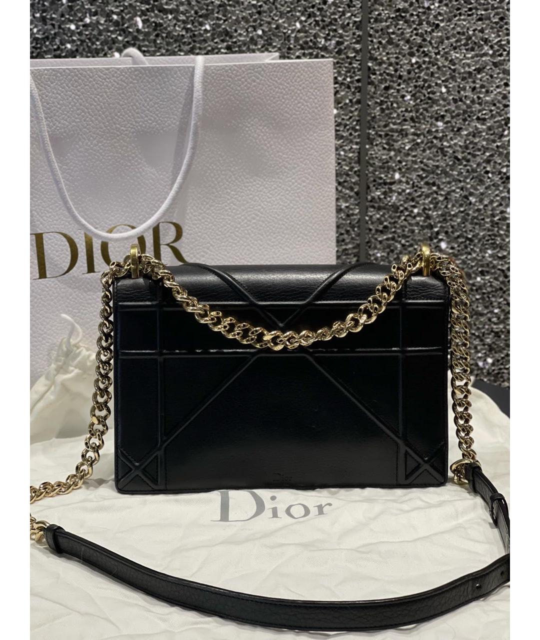 CHRISTIAN DIOR Черная кожаная сумка через плечо, фото 4