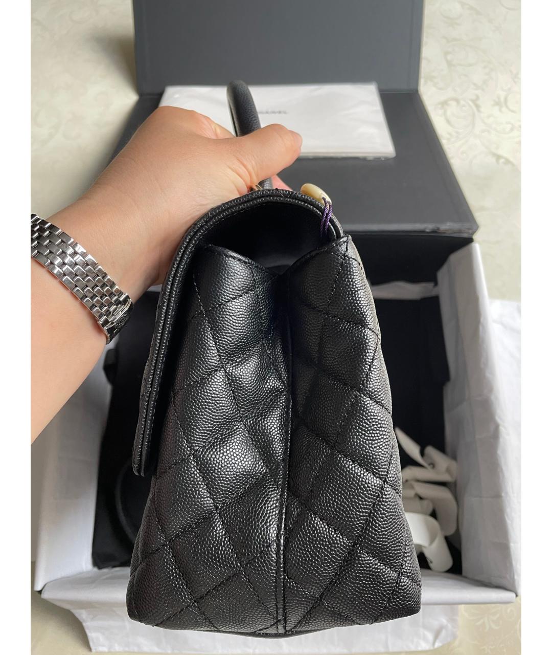 CHANEL Черная кожаная сумка через плечо, фото 4