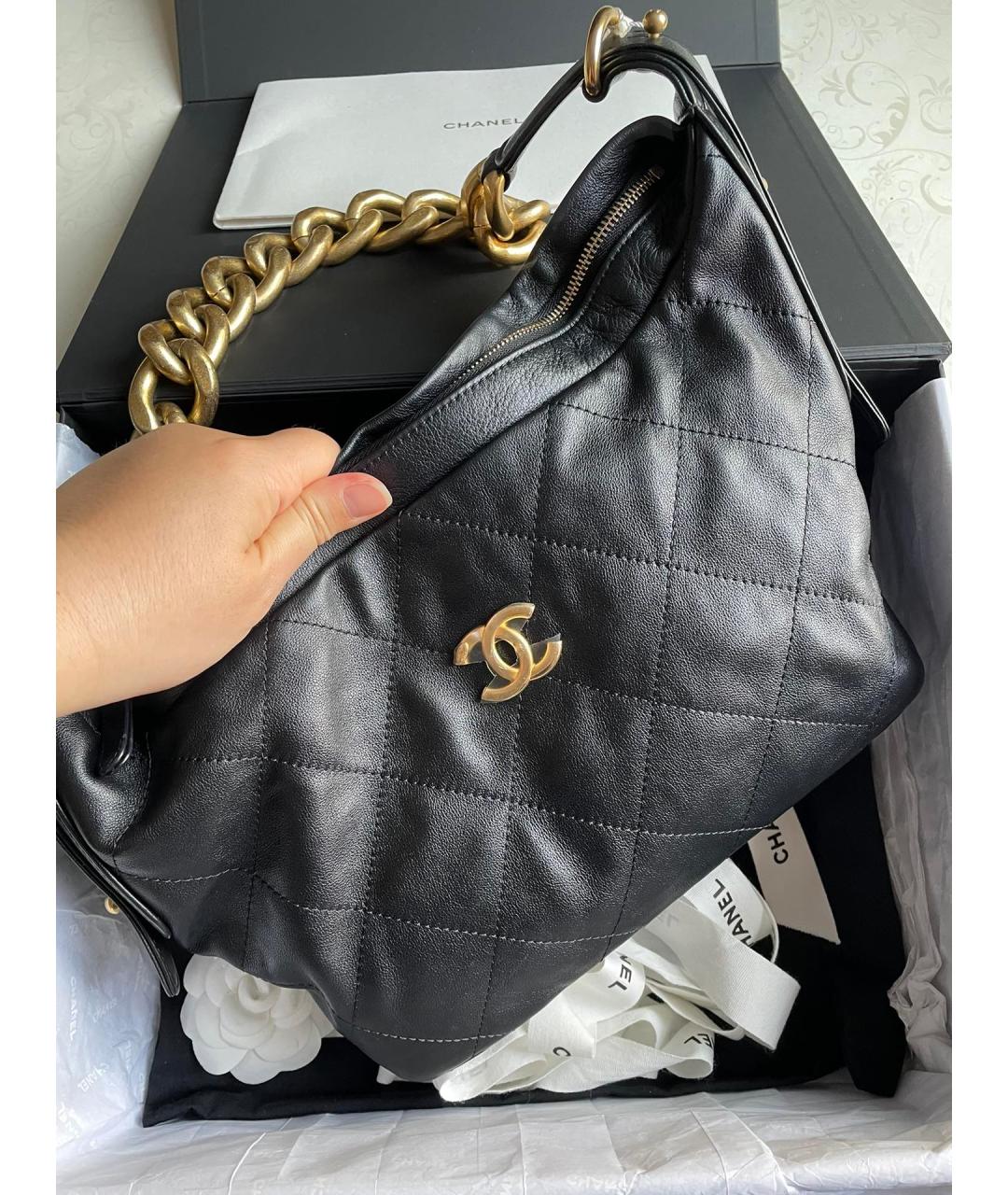CHANEL Черная кожаная сумка тоут, фото 2