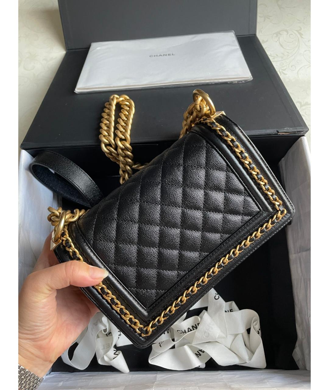 CHANEL Черная кожаная сумка через плечо, фото 3