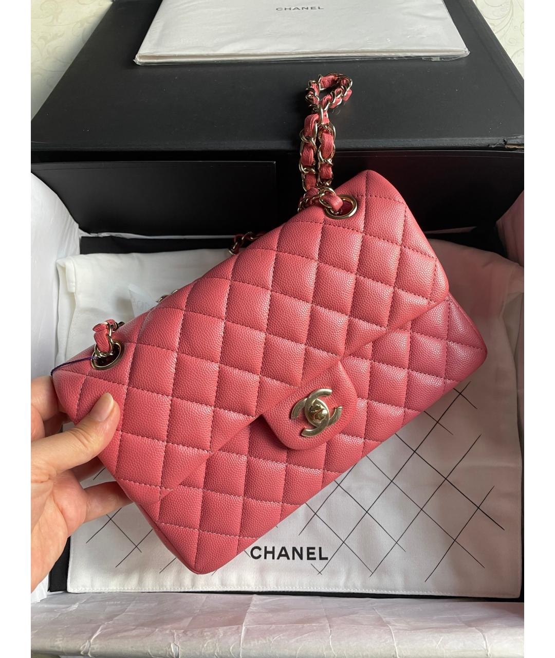 CHANEL Розовая кожаная сумка через плечо, фото 2