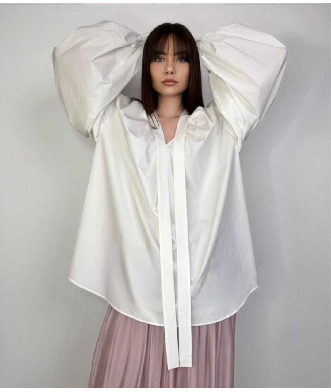 MAX MARA Белая хлопковая блузы, фото 4
