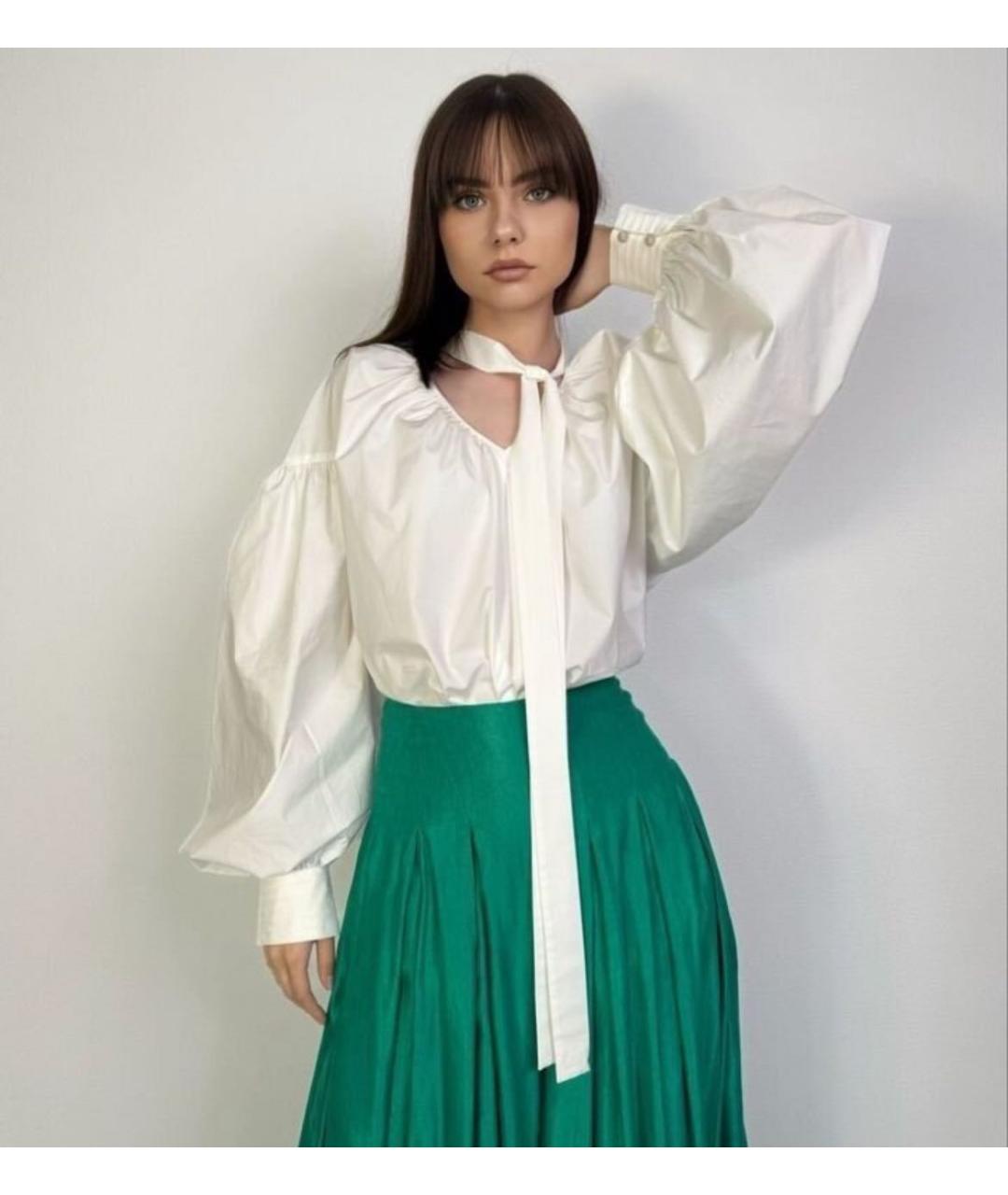 MAX MARA Белая хлопковая блузы, фото 5