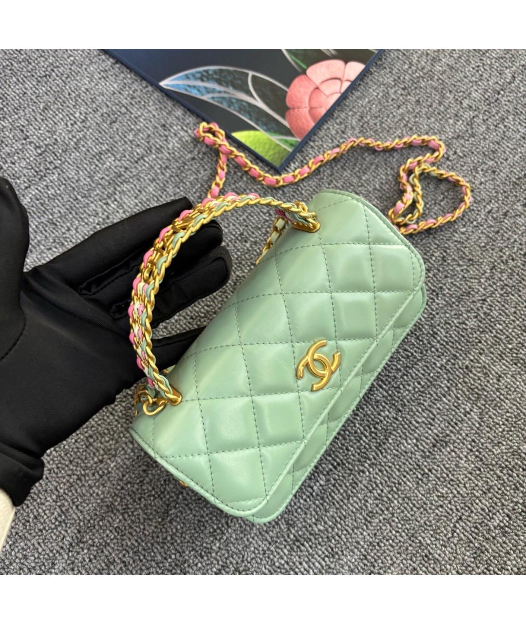 CHANEL Зеленая кожаная сумка через плечо, фото 2