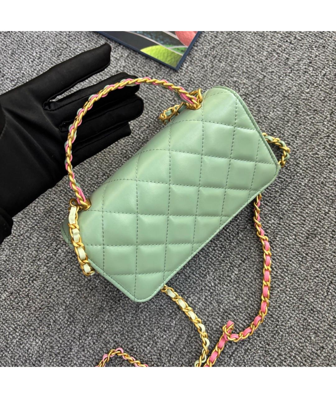 CHANEL Зеленая кожаная сумка через плечо, фото 4