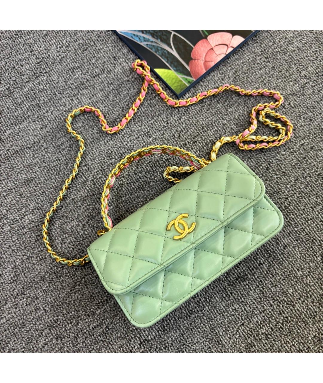 CHANEL Зеленая кожаная сумка через плечо, фото 3