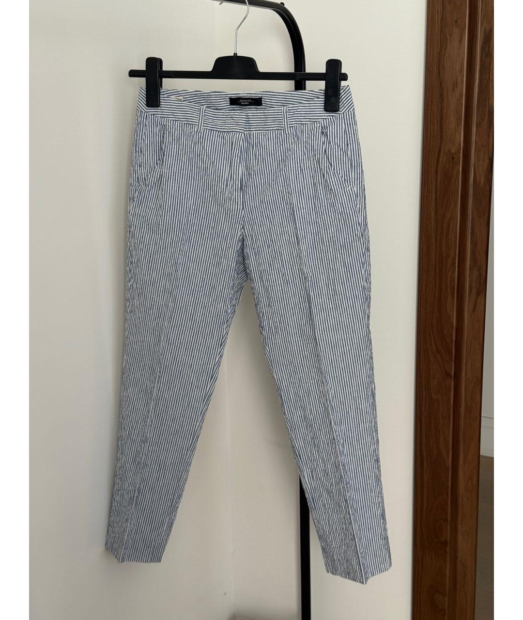 WEEKEND MAX MARA Голубые хлопковые прямые брюки, фото 4