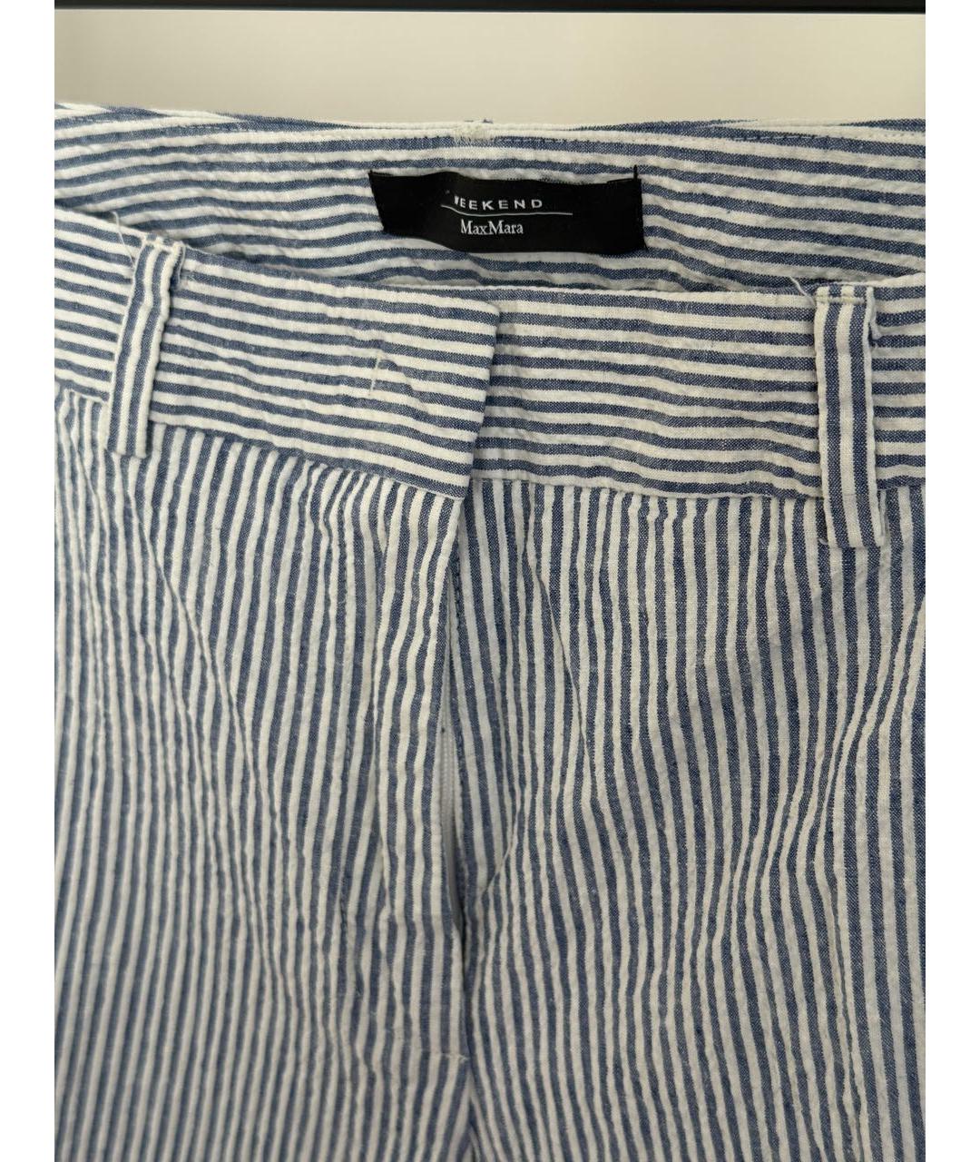 WEEKEND MAX MARA Голубые хлопковые прямые брюки, фото 2