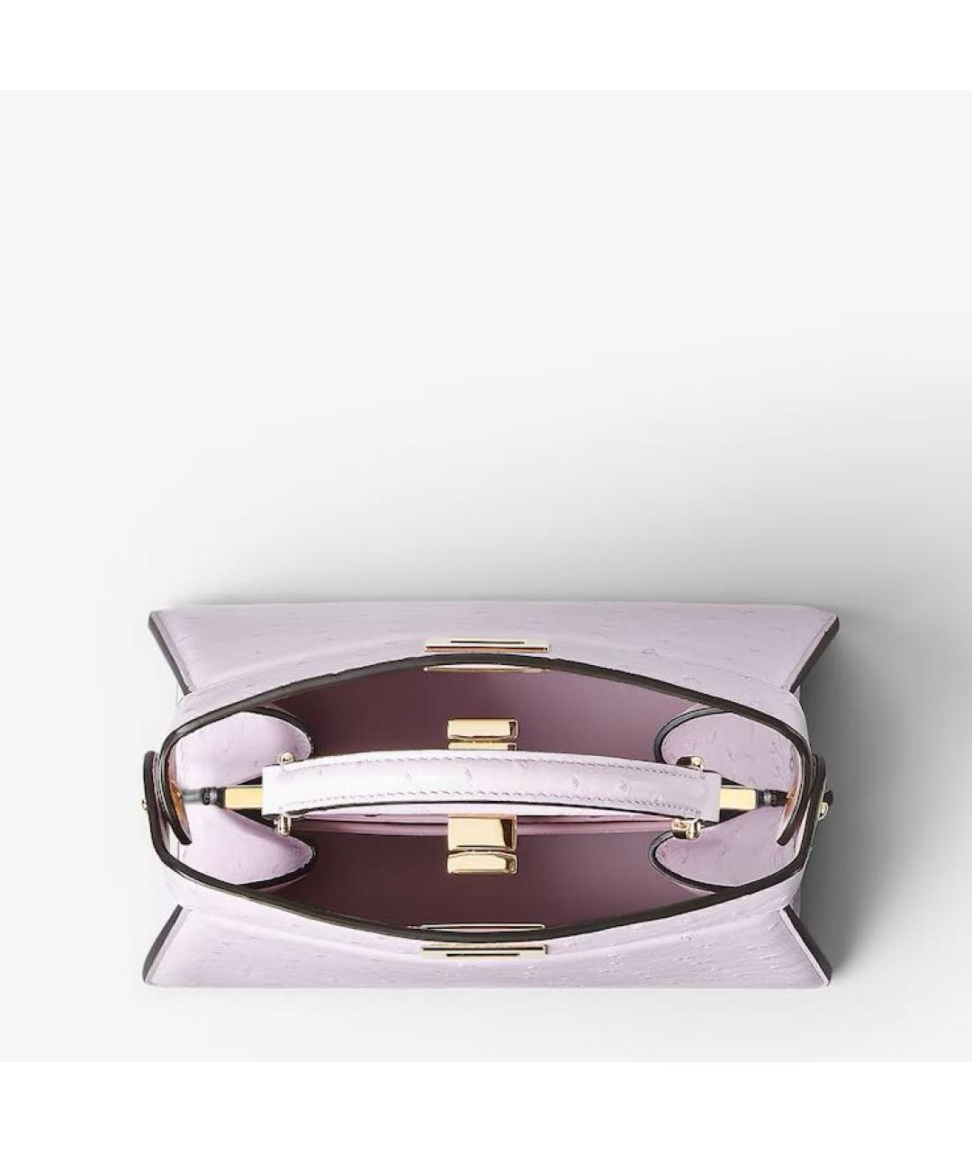 FENDI Фиолетовая сумка с короткими ручками из кожи страуса, фото 3