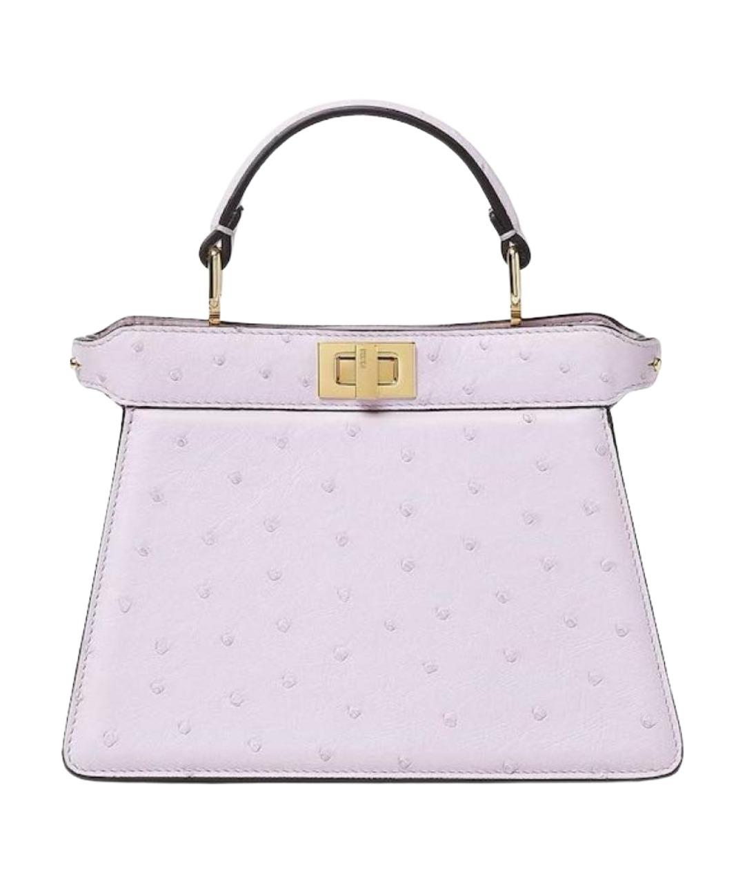FENDI Фиолетовая сумка с короткими ручками из кожи страуса, фото 1