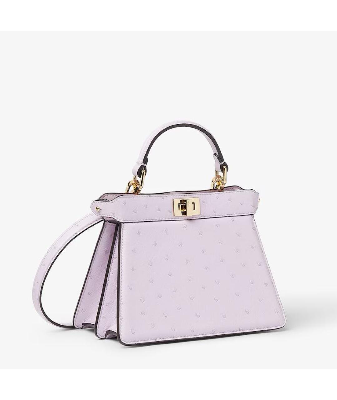 FENDI Фиолетовая сумка с короткими ручками из кожи страуса, фото 2