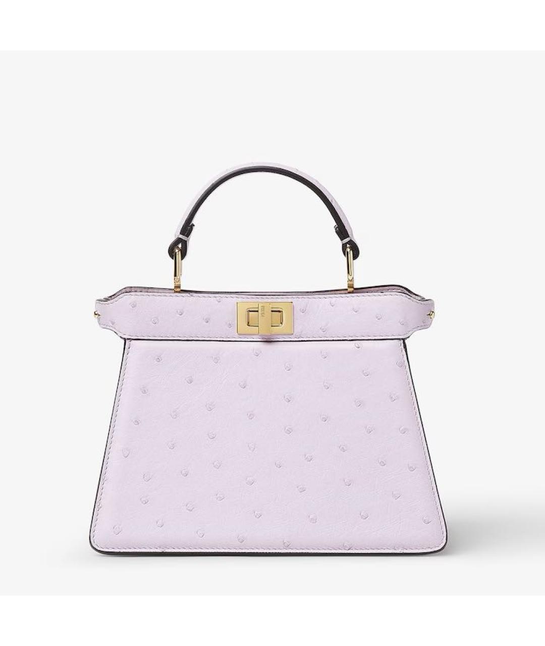 FENDI Фиолетовая сумка с короткими ручками из кожи страуса, фото 5