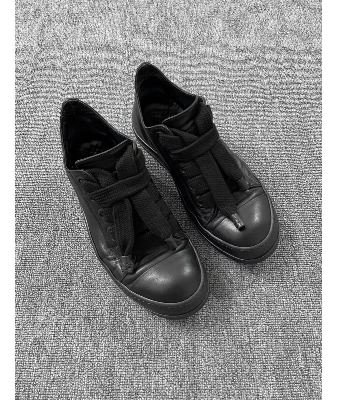 RICK OWENS Черные кожаные низкие кроссовки / кеды, фото 8