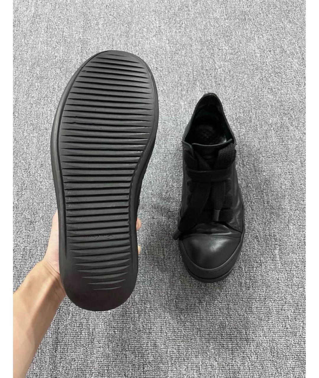 RICK OWENS Черные кожаные низкие кроссовки / кеды, фото 6