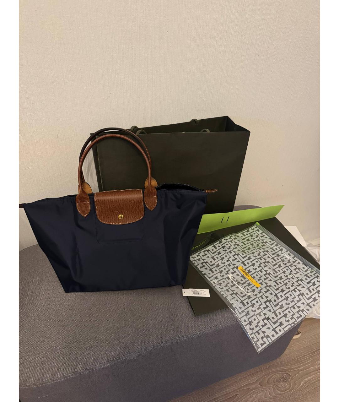 LONGCHAMP Синяя нейлоновая сумка с короткими ручками, фото 2