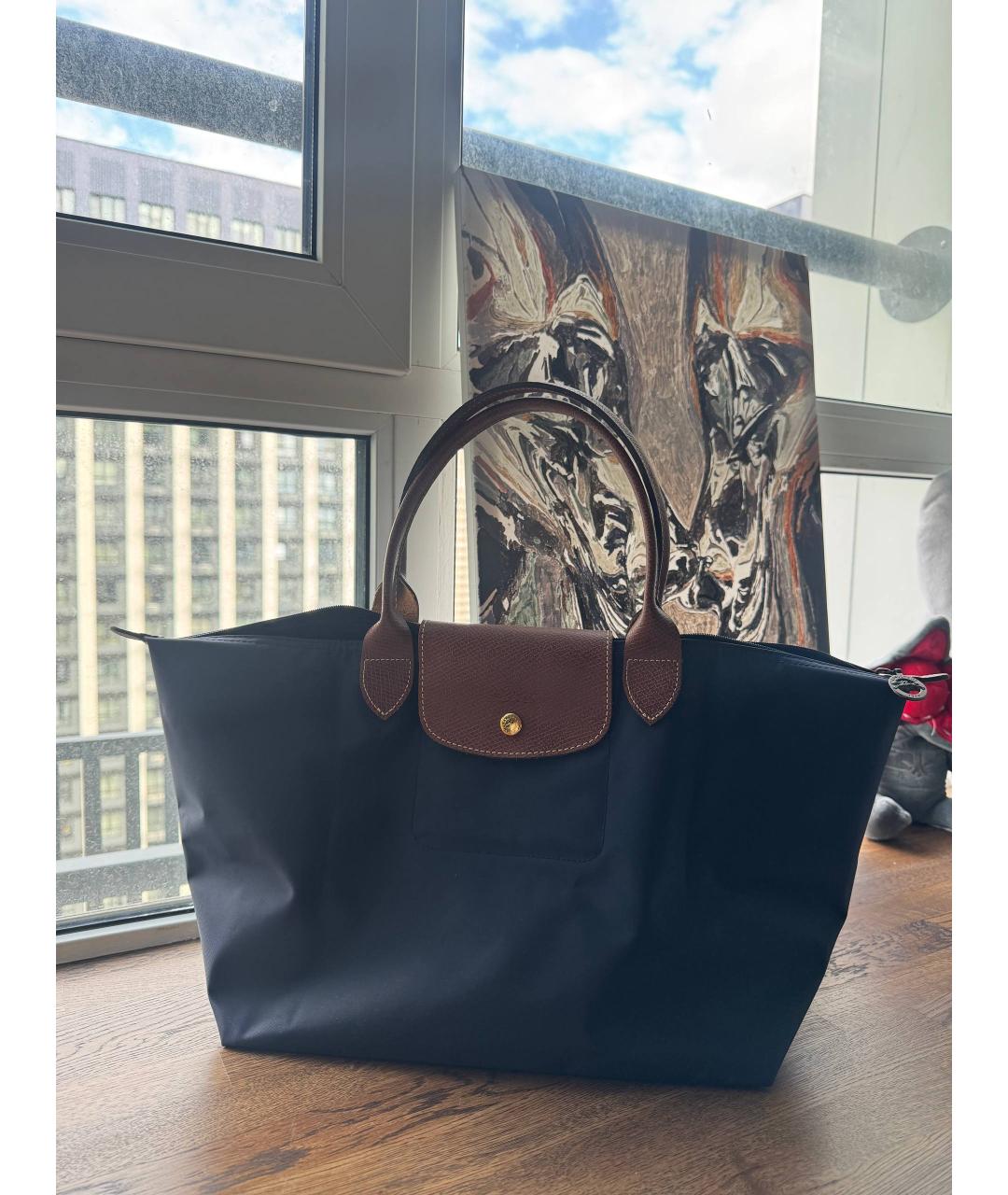 LONGCHAMP Синяя нейлоновая сумка с короткими ручками, фото 3