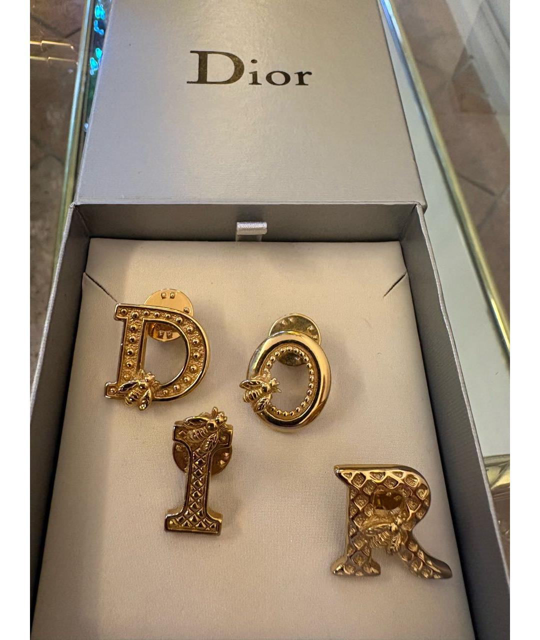 CHRISTIAN DIOR Золотая металлическая булавка / брошь, фото 3