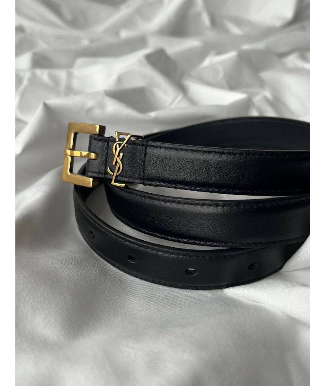 SAINT LAURENT Черный кожаный ремень, фото 4