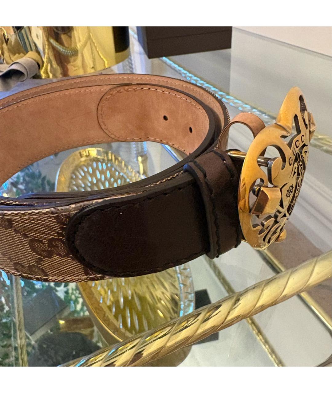 GUCCI Коричневый ремень из лакированной кожи, фото 2
