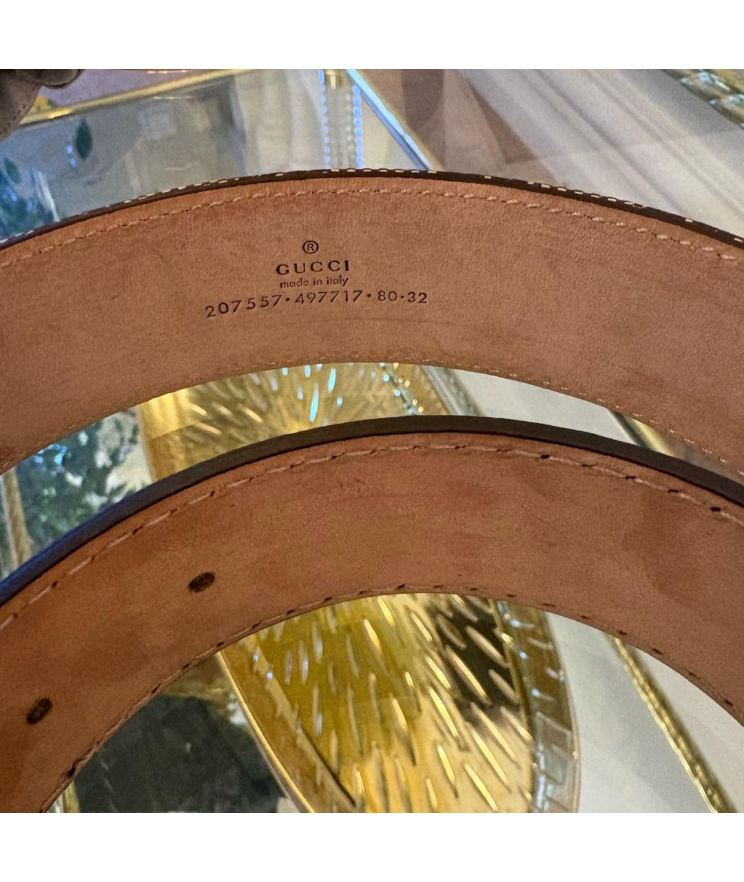 GUCCI Коричневый ремень из лакированной кожи, фото 3