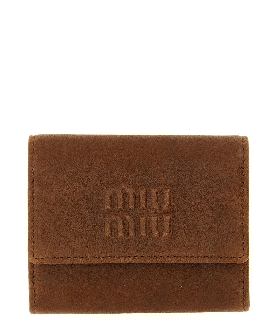 MIU MIU Коричневый кожаный кошелек, фото 1