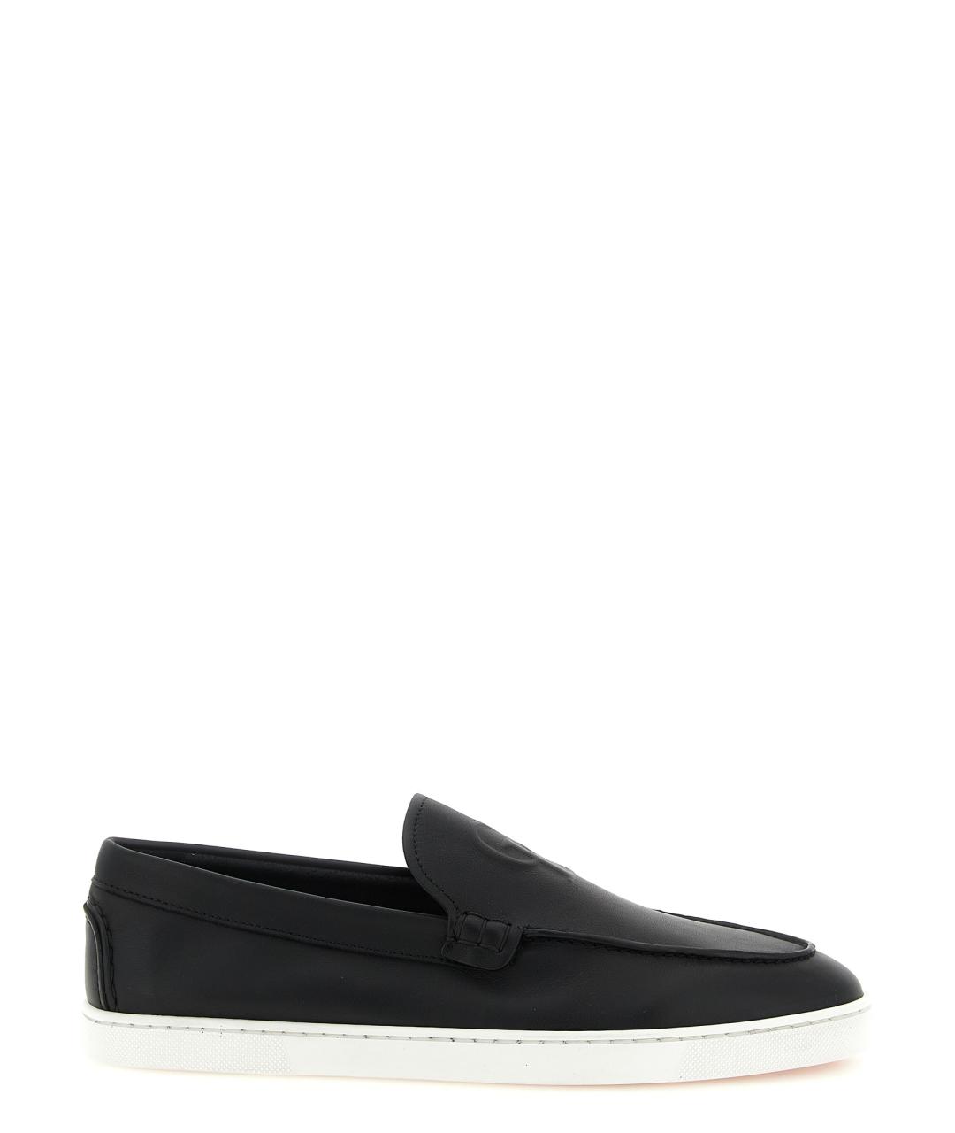 CHRISTIAN LOUBOUTIN Черные кожаные слипоны, фото 1