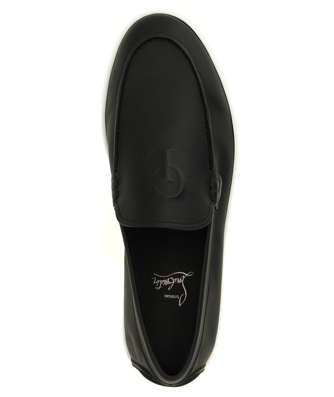 CHRISTIAN LOUBOUTIN Черные кожаные слипоны, фото 4