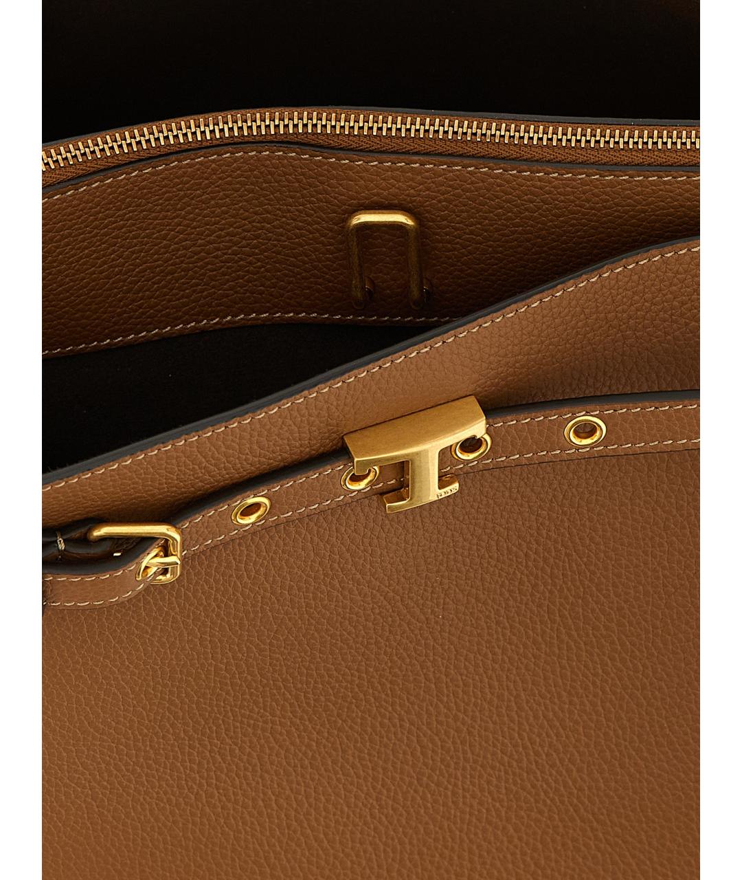 TOD'S Коричневая кожаная сумка тоут, фото 4